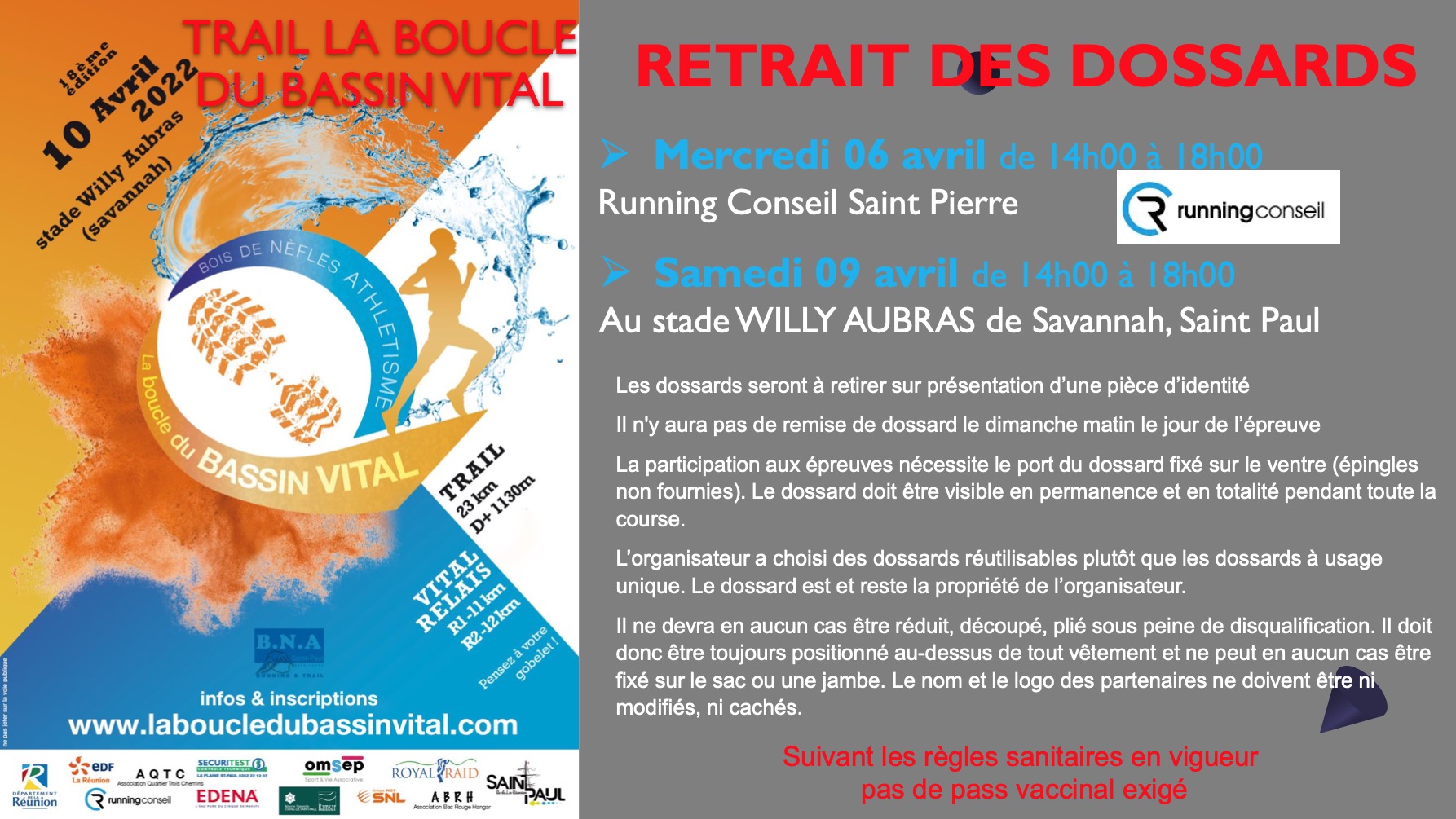 Infos remise dossards